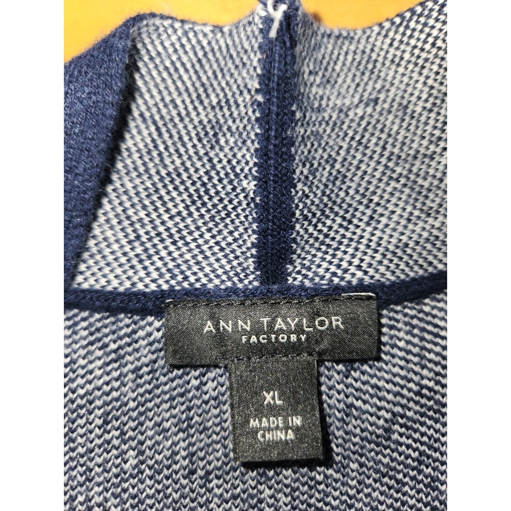 Ann Taylor Factory Open Front Cardigan With Wide Whit Striped.  Size  Xl - Picture 3 of 6